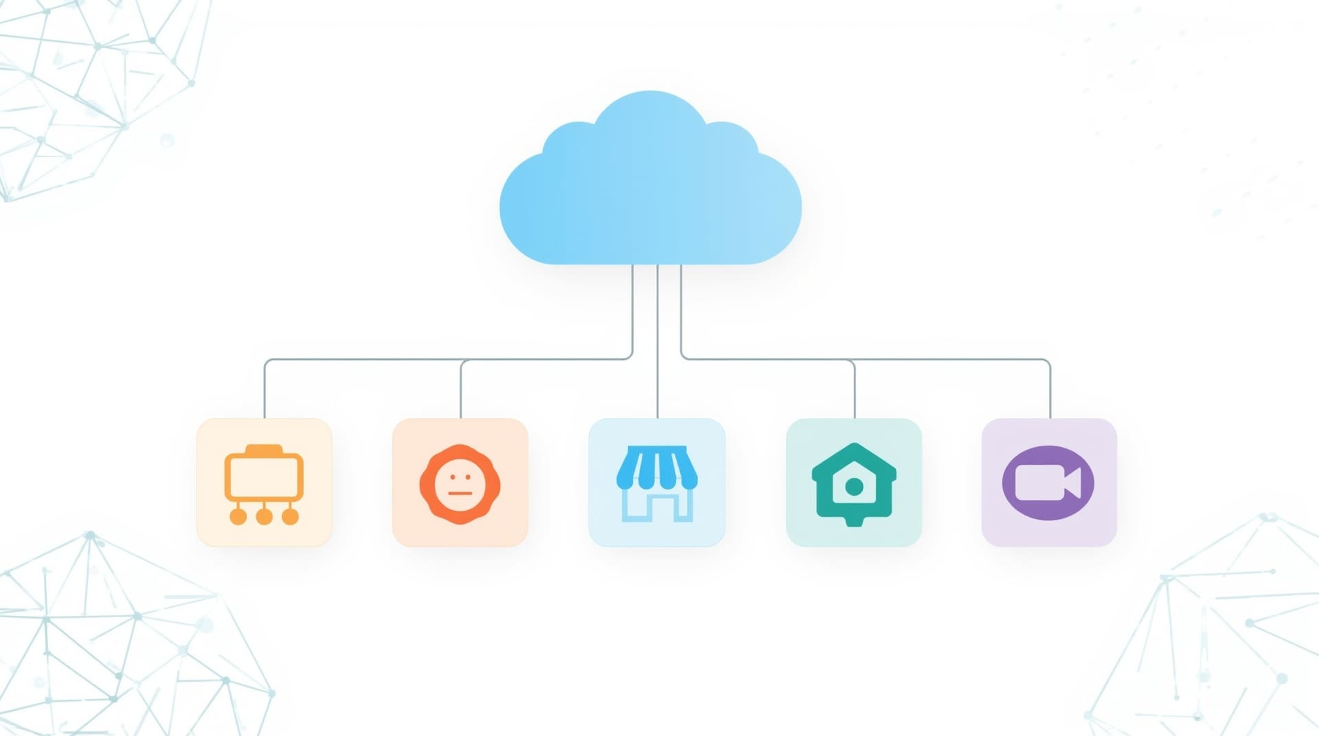 Cloud platform branching infographic showing nonprofit software discount program connections