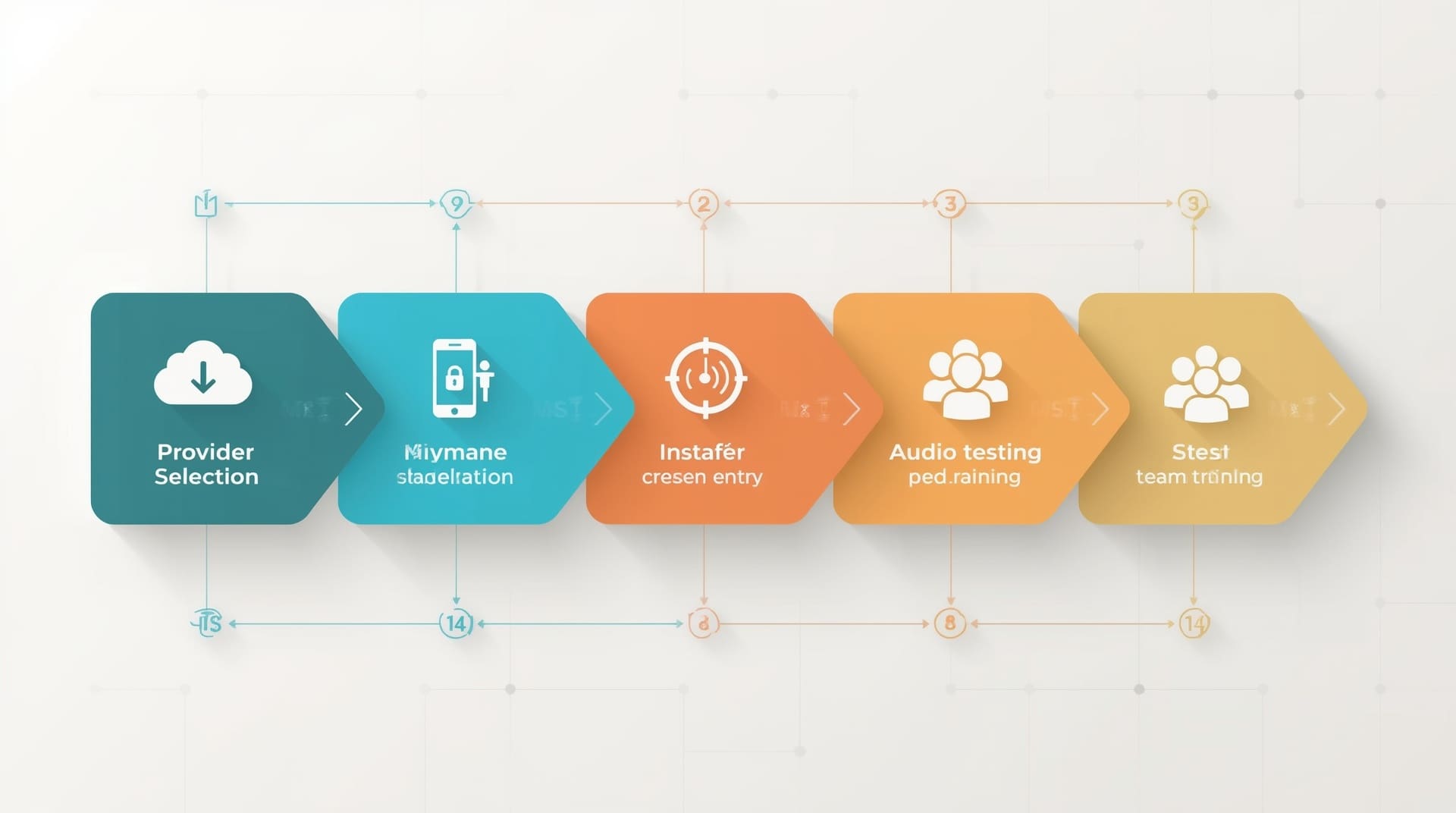 Step-by-step infographic illustrating how to set up a softphone app for a business team