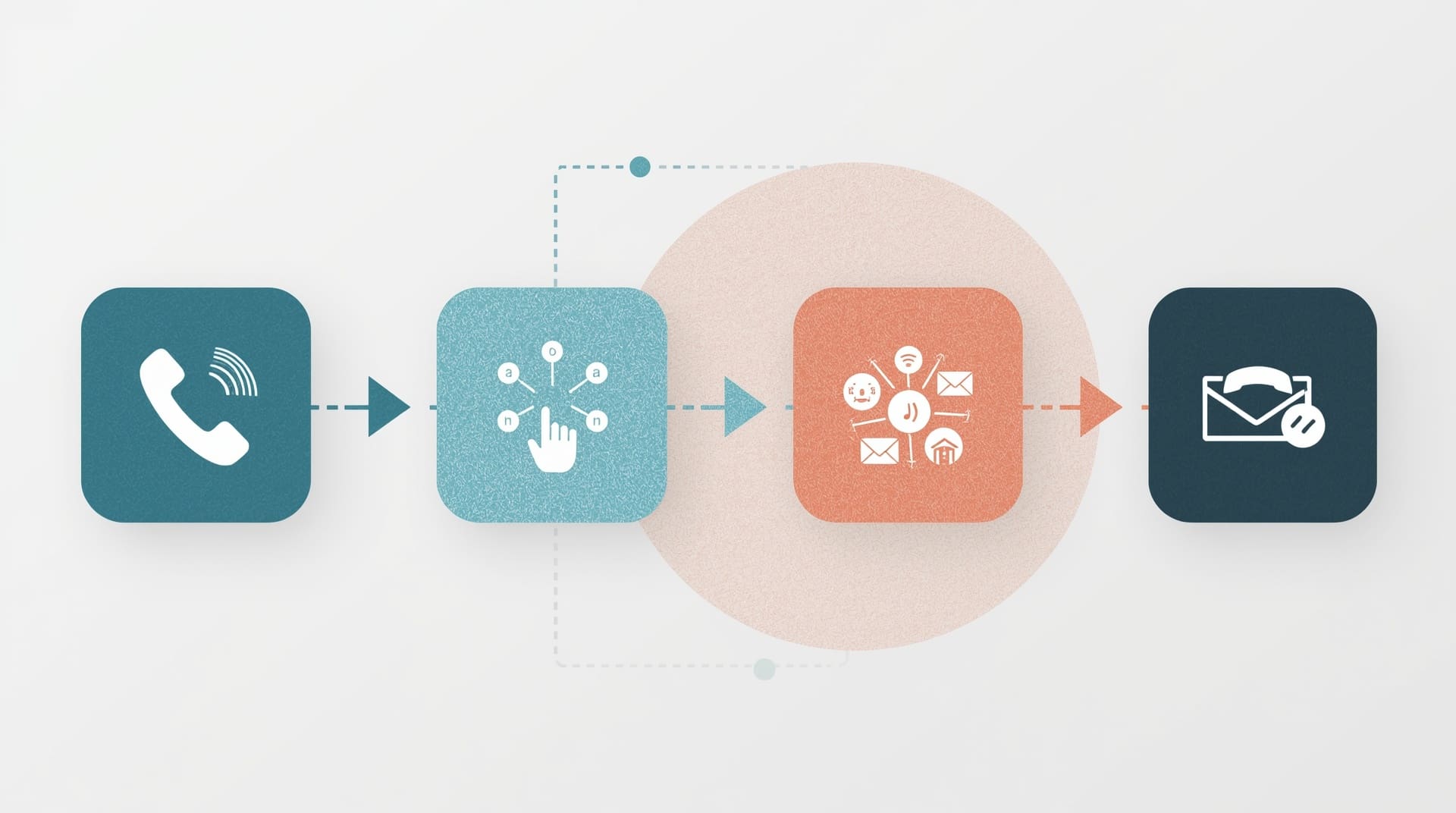 Step by step visual diagram of how an auto-attendant routes incoming business calls